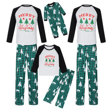 Load image into Gallery viewer, Merry Christmas on Checks O Neck Matching Family Pajama Set
