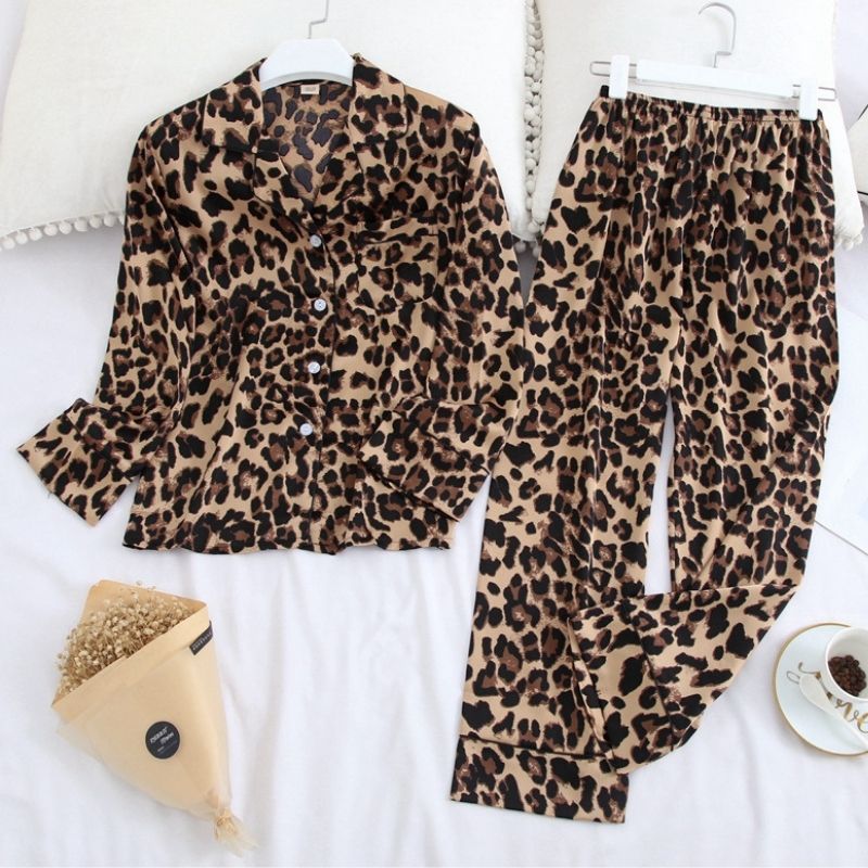 Leopard Print Silk Pajama Set – Pajamas Canada